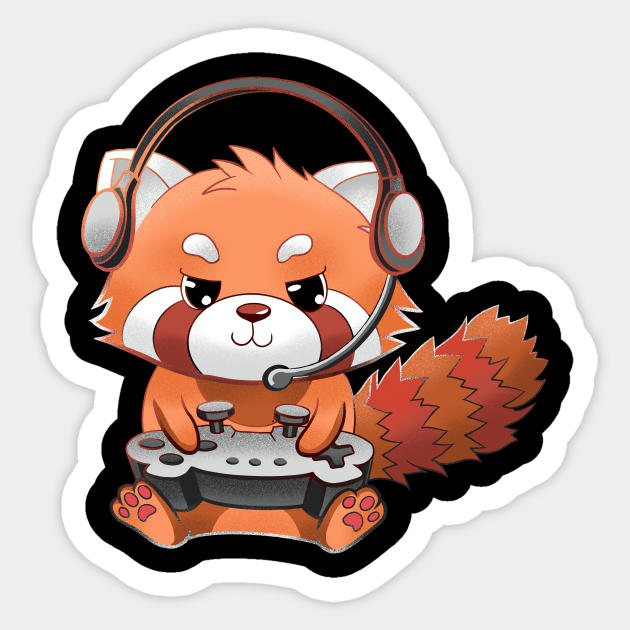 Red Panda Gamer Red Panda Gamer Sticker TeePublic